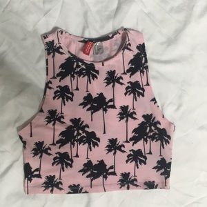 H&M pink palm tree crop top.